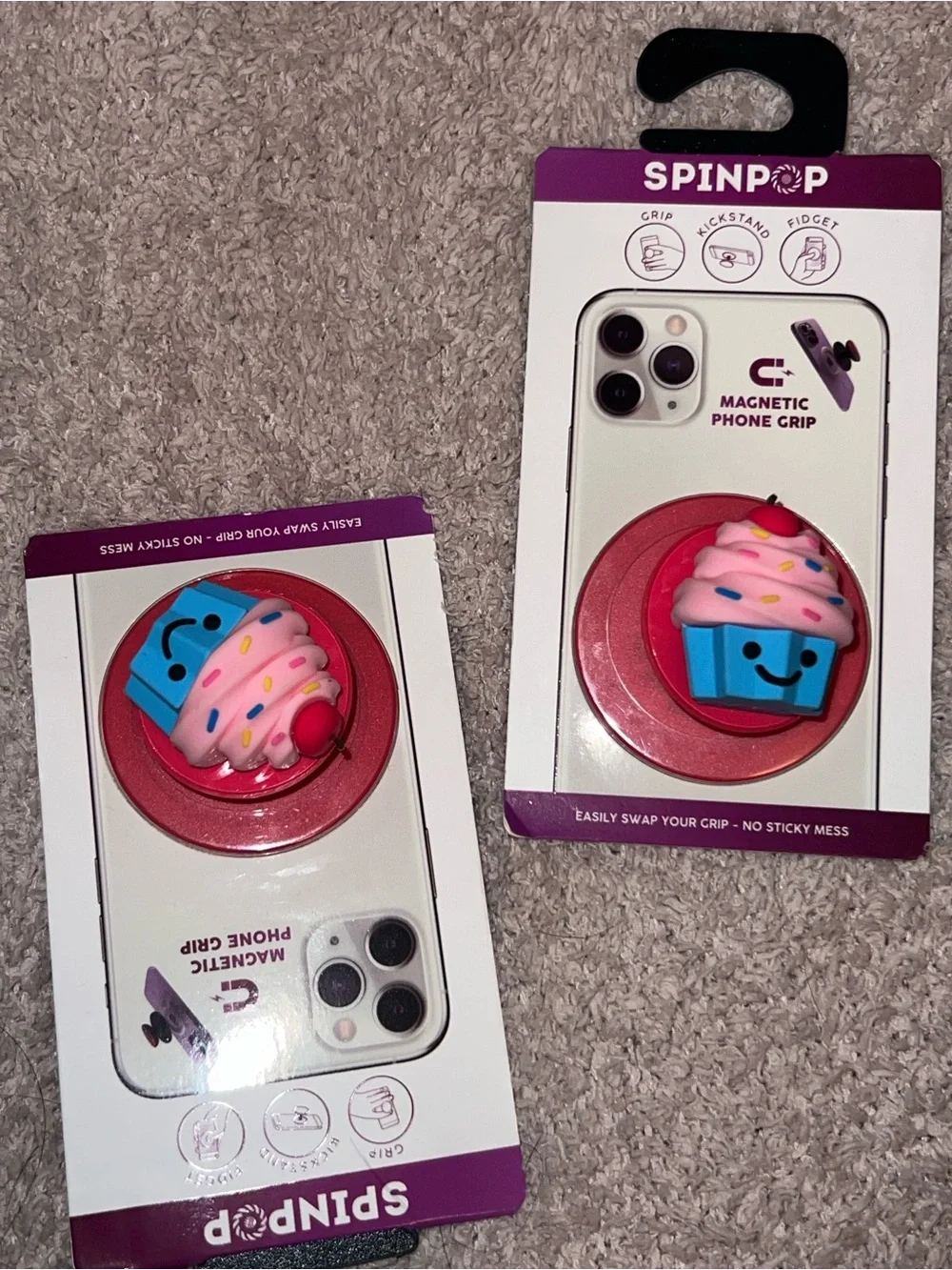 Magnetic Phone Grip - Pink Cupcake Design